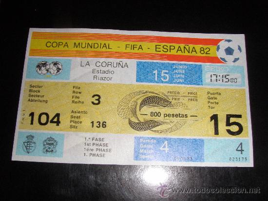 Coleccionismo deportivo: Entrada Mundial Futbol 1982 partido 4 Camerum v Peru Sin Usar original Coru&ntilde;a Riazor