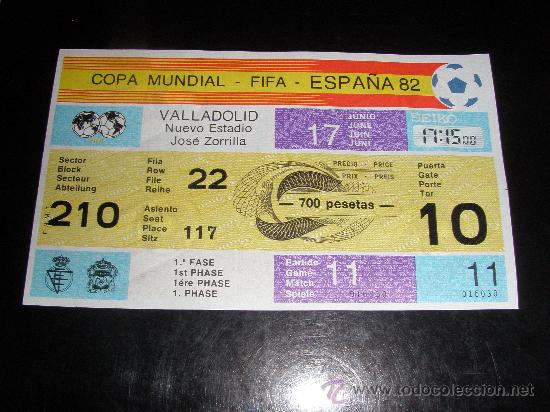 Coleccionismo deportivo: Entrada Mundial Futbol 1982 partido 11 Checoslovaquia v Kuwait Sin Usar original Valladolid Zorrilla