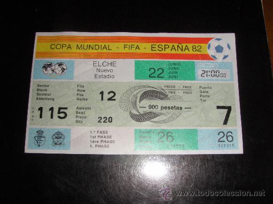 Coleccionismo deportivo: Entrada Mundial Futbol 1982 partido 26 B&eacute;lgica v Hungria Sin Uso Elche Martinez Valero