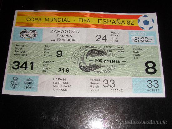 Coleccionismo deportivo: Entrada Mundial Futbol 1982 partido 33 Honduras v Yugoslavia Sin Uso Zaragoza Romadera