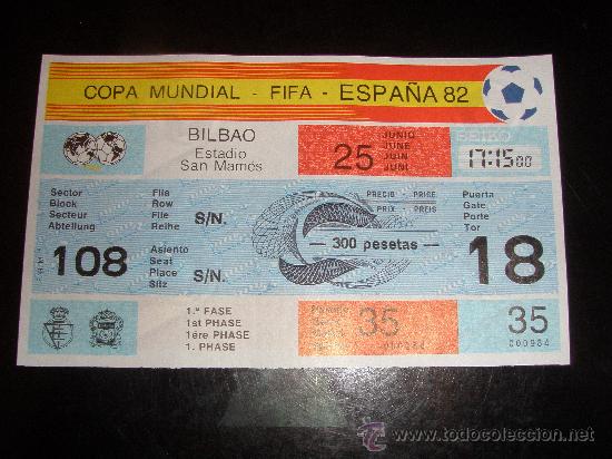 Coleccionismo deportivo: Entrada Mundial Futbol 1982 partido 35 Inglaterra v Kuwait Sin Uso Bilbao San Mames
