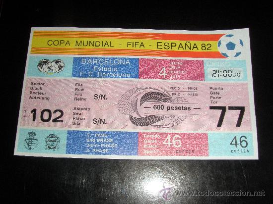 Coleccionismo deportivo: Entrada Mundial Futbol 1982 partido 46 Polonia v Uni&oacute;n Sovi&eacute;tica Sin Uso Barcelona Nou Camp