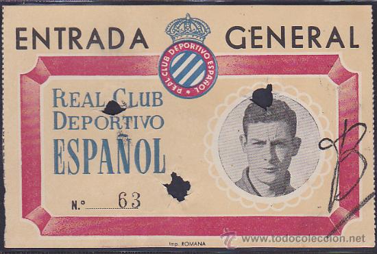 Collectionnisme sportif: ENTRADA FUTBOL ESTADIO SARRIA R.C.D. ESPA&Ntilde;OL