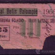 Collezionismo sportivo: REAL BETIS BALOMPIE - ENTRADA TRIBUNA DE FONDO GRADA LATERAL IZQUIERDATEMPORADA 1956/57. Lote 31754811
