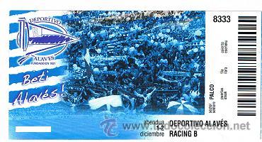 Coleccionismo deportivo: ENTRADA DEPORTIVO ALAVES VS RACING DE SANTANDER B