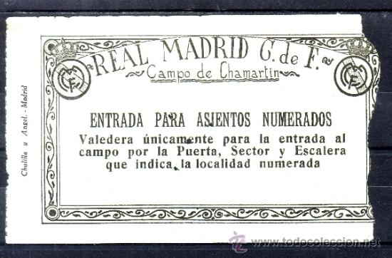ENTRADA CAMPO DE CHAMARTIN - REAL MADRID CLUB DE FUTBOL - ENTRADA PARA ASIENTOS NUMERADOS (Coleccionismo Deportivo - Documentos de Deportes - Entradas de Fútbol)