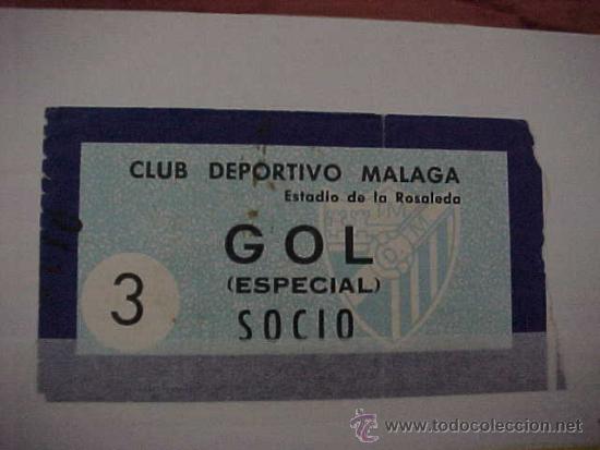Sports collectibles: ENTRADA FUTBOL. CLUB DEPORTIVO MALAGA ESTADIO LA ROSALEDA. GOL ESPECIAL SOCIO