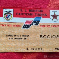 Coleccionismo deportivo: ENTRADA TICKET BENFICA PARTIZAN TIRANA UEFA EUROPA LEAGUE 1987 1988