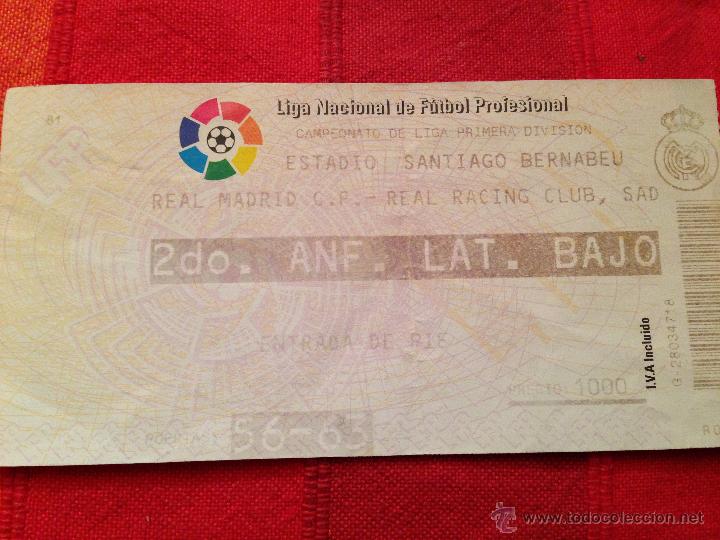 Coleccionismo deportivo: R4240 ENTRADA TICKET REAL MADRID RACING SANTANDER LIGA