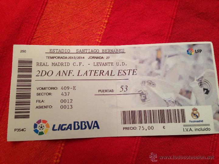 Coleccionismo deportivo: R4248 ENTRADA TICKET REAL MADRID LEVANTE LIGA 2013 2014