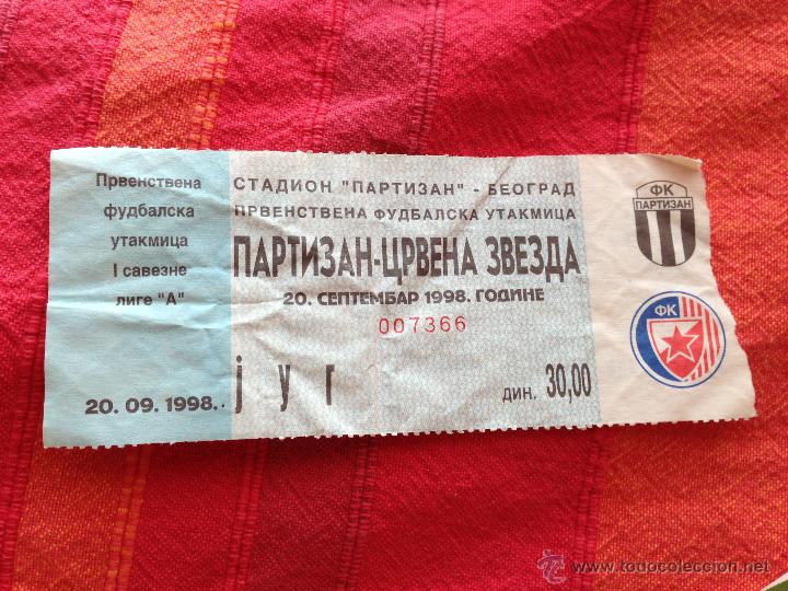 Collezionismo sportivo: R2979 ENTRADA TICKET PARTIZAN ESTRELLA ROJA RED STAR 1998