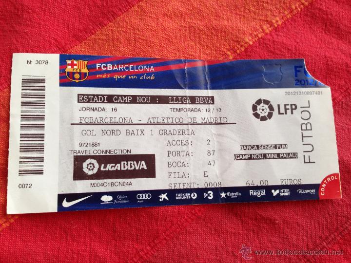 entrada ticket barcelona atletico madrid liga 2 - Comprar Entradas de Fútbol Antiguas en todocoleccion