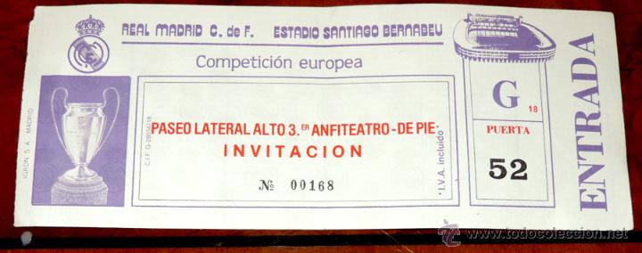 Sammelleidenschaft Sport: ENTRADA DE FUTBOL, 1988 REAL MADRID 1988, ESTADIO SANTIAGO BERNABEU, COMPETICION EUROPEA