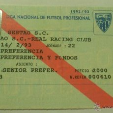 Coleccionismo deportivo: ENTRADA SESTAO - RACING SANTANDER 1992-1993 . Lote 45329997