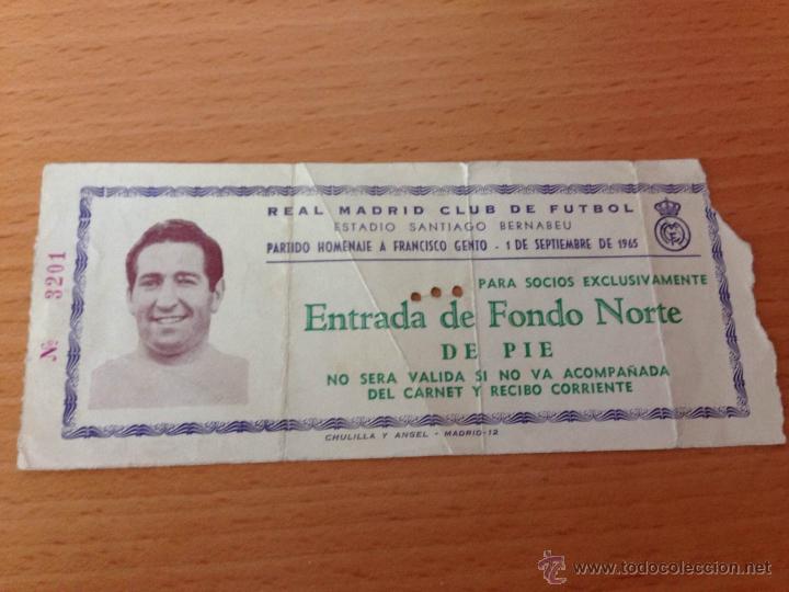 Collectionnisme sportif: R798 ENTRADA TICKET HOMENAJE A FRANCISCO GENTO REAL MADRID RIVER PLATE 1965