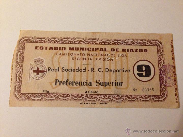 Collezionismo sportivo: R418 ENTRADA TICKET DEPORTIVO CORU&Ntilde;A REAL SOCIEDAD LIGA TEMPORADA 1963 1964