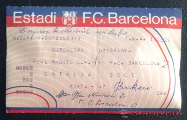 Coleccionismo deportivo: entrada futbol club barcelona real madrid final supercopa de espa&ntilde;a 29 septiembre de 1988