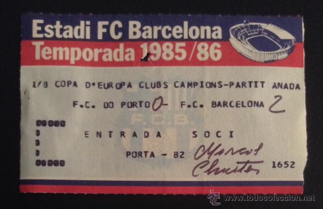 Coleccionismo deportivo: entrada futbol club barcelona porto copa de europa 23 de octubre de 1985 oporto