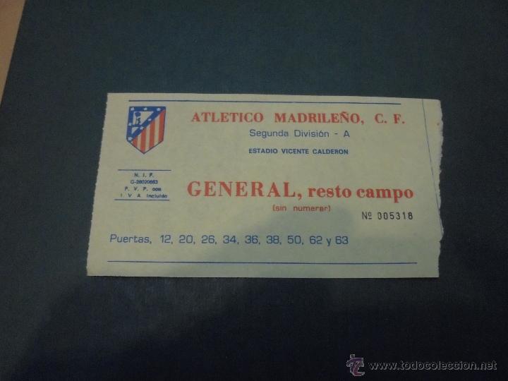 Coleccionismo deportivo: ENTRADA - ATLETICO MADRILE&Ntilde;O C.F. SEGUNDA DIVISION A - ESTADIO VICENTE CALDERON . 15X8 CM.
