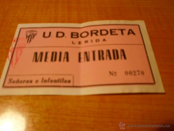 Collezionismo sportivo: ENTRADA DE FUTBOL U.D. BORDETA MEDIA ENTRADA SE&Ntilde;ORAS E INFANTILES