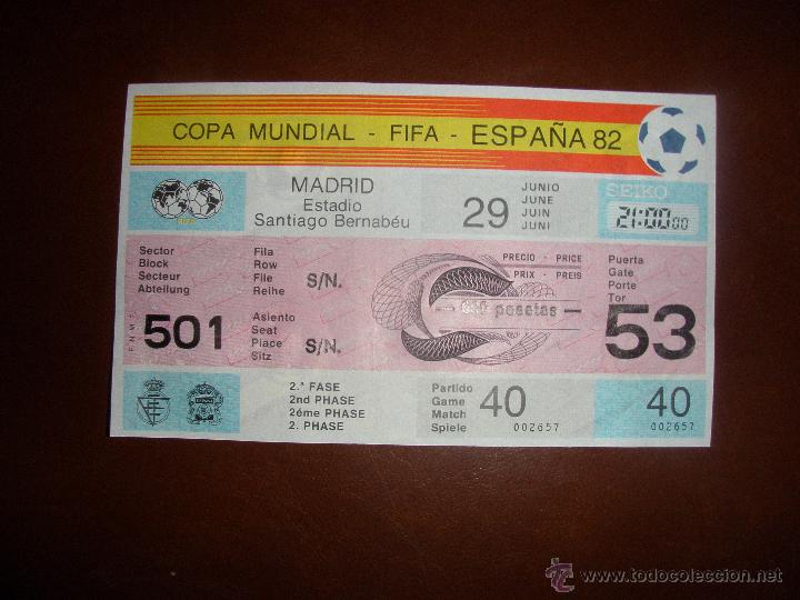 Coleccionismo deportivo: Entrada Mundial Futbol 1982 partido 40 Alemania v Inglaterra Sin Uso
