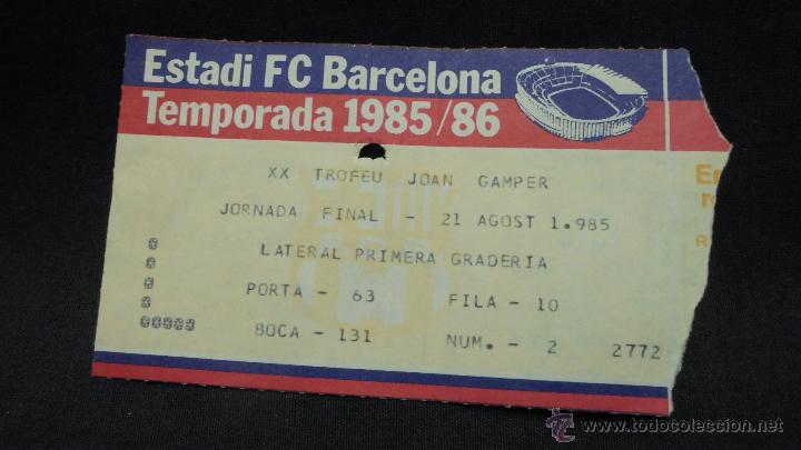 Sports collectibles: ENTRADA ESTADI F.C. BARCELONA - XX TROFEU JOAN GAMPER - JORNADA FINAL -
