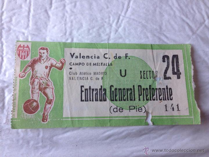 Coleccionismo deportivo: R127 ENTRADA TICKET VALENCIA ATLETICO MADRID A&Ntilde;OS 60 70 CONTROL U