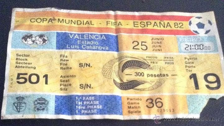 Coleccionismo deportivo: entrada mundial de futbol 1982 espa&ntilde;a irlanda del norte 25 junio estadio luis casanova valencia 82