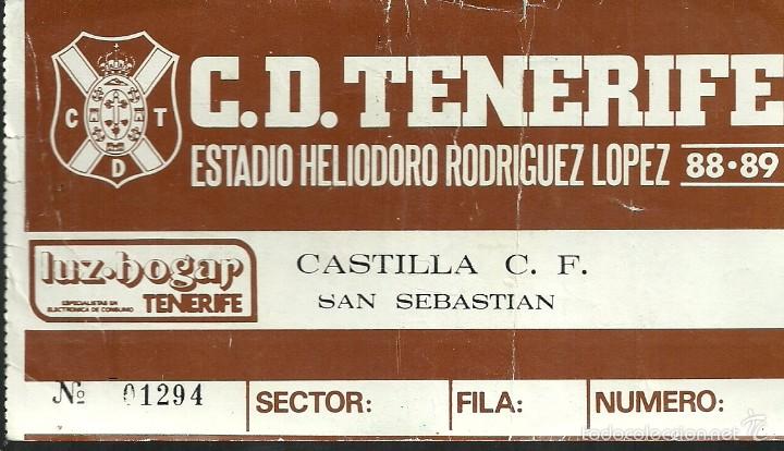 Colecionismo desportivo: 8/1/1989:CD Tenerife-Castilla CF.Heliodoro Rodr&iacute;guez L&oacute;pez.Segunda 1988/89.