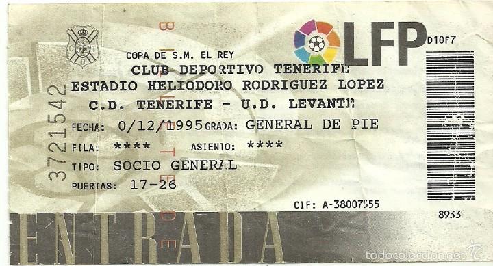 Colecionismo desportivo: 13/12/1995:CD Tenerife-UD Levante.Heliodoro Rodriguez L&oacute;pez.Copa Del Rey.General de Pi&eacute;.