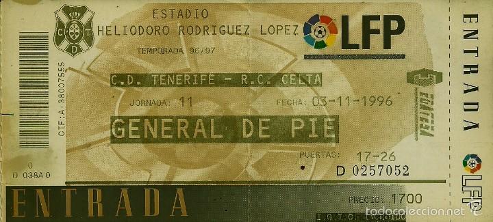 Colecionismo desportivo: 3/11/1996:CD Tenerife-RC Celta.Heliodoro Rodr&iacute;guez L&oacute;pez.J.11,1&ordf; Divisi&oacute;n 1996/97