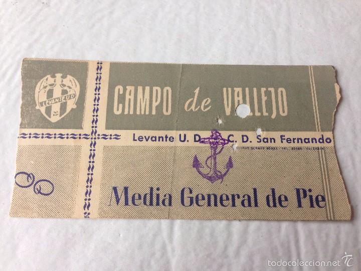 Collezionismo sportivo: R386 ENTRADA TICKET LEVANTE SAN FERNANDO CAMPO DE VALLEJO A&Ntilde;OS 50 60 COLOR GRIS