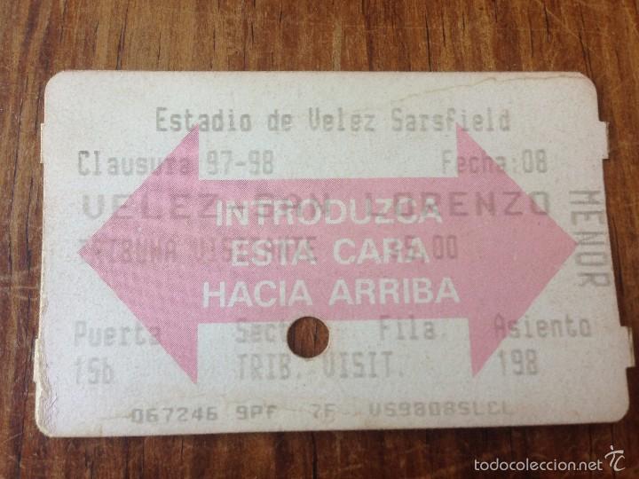 Collezionismo sportivo: R698 ENTRADA TICKET VELEZ SAN LORENZO CLAUSURA 1997 1998