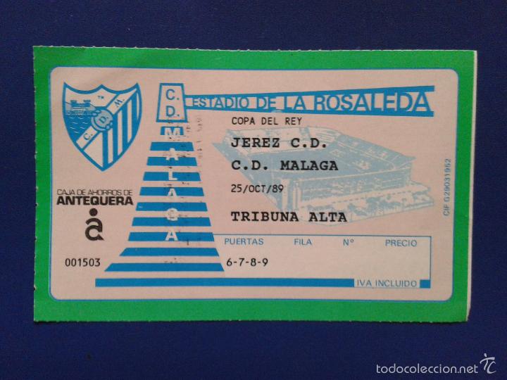 Entrada Estadio La Rosaleda Temporada 89 90 1989 1990 Club Deportivo Malaga Jerez