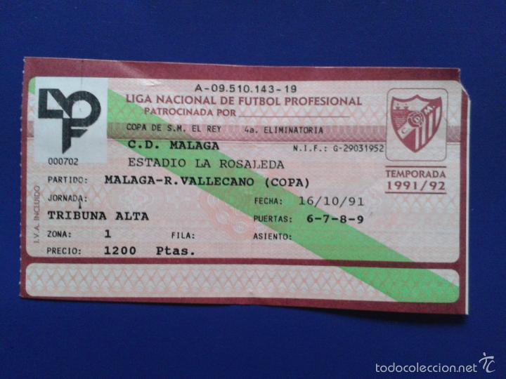 Entrada Estadio La Rosaleda Temporada 91 92 1991 1992 Club Deportivo Malaga Rayo Vallecano