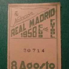 Coleccionismo deportivo: REAL MADRID - CUPÓN / ENTRADA SOCIO MES 8 - AGOSTO 1958 -