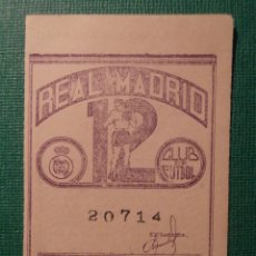 Coleccionismo deportivo: REAL MADRID - CUPÓN / ENTRADA SOCIO MES 12 - DICIEMBRE 1954 -
