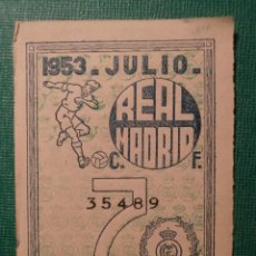 Coleccionismo deportivo: REAL MADRID - CUPÓN / ENTRADA SOCIO MES 7 - JULIO 1953 -