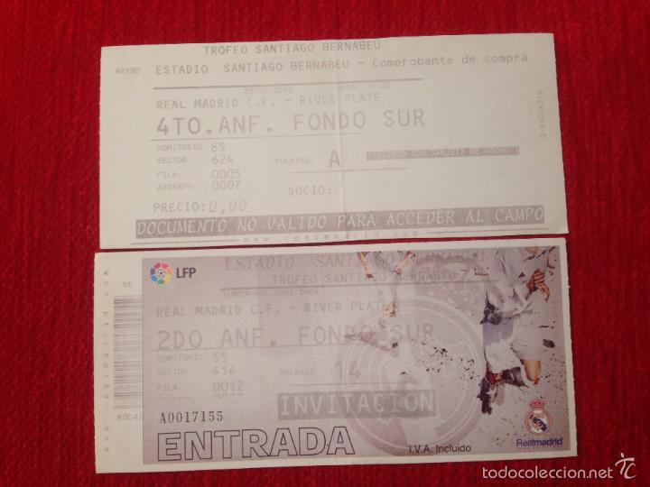 Collectionnisme sportif: R812 ENTRADA XXV TROFEO BERNABEU 2003 REAL MADRID RIVER PLATE 50 ANIVERSARIO HOMENAJE DI STEFANO