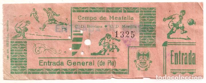 Colecionismo desportivo: Entrada de f&uacute;tbol, Valencia. C.D Burriana - C.D. Mestalla