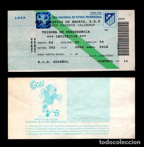 Coleccionismo deportivo: L16-25-16 ATLETICO DE MADRID - R.C.D. ESPA&Ntilde;OL - Entrada Estadiio VICENTE CALDERON - TRIBUNA DE P