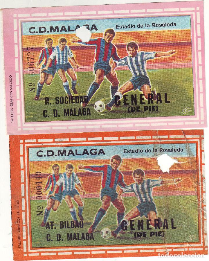 Collezionismo sportivo: EF-68  DOS ENTRADAS DE FUTBOL DEL MALAGA - REAL SOCIEDAD Y M&Aacute;LAGA - ATL. DE BILBAO