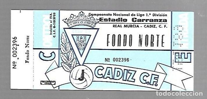 Sports collectibles: ENTRADA DE FUTBOL. RAMON DE CARRANZA. CADIZ C.F - MALAGA. 1&ordm; DIVISION. FONDO NORTE
