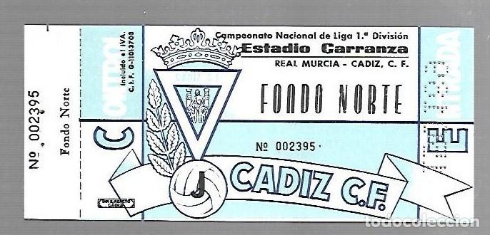Collectionnisme sportif: ENTRADA DE FUTBOL. RAMON DE CARRANZA. CADIZ C.F - MALAGA. 1&ordm; DIVISION. FONDO NORTE