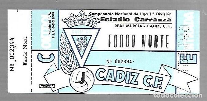 Collectionnisme sportif: ENTRADA DE FUTBOL. RAMON DE CARRANZA. CADIZ C.F - MALAGA. 1&ordm; DIVISION. FONDO NORTE