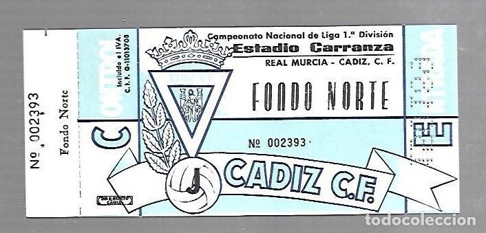 Collectionnisme sportif: ENTRADA DE FUTBOL. RAMON DE CARRANZA. CADIZ C.F - MALAGA. 1&ordm; DIVISION. FONDO NORTE