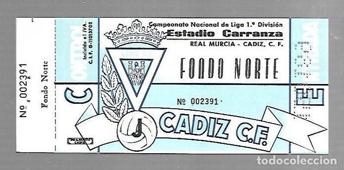 Collectionnisme sportif: ENTRADA DE FUTBOL. RAMON DE CARRANZA. CADIZ C.F - MALAGA. 1&ordm; DIVISION. FONDO NORTE