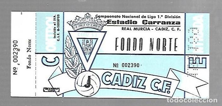Collectionnisme sportif: ENTRADA DE FUTBOL. RAMON DE CARRANZA. CADIZ C.F - MALAGA. 1&ordm; DIVISION. FONDO NORTE