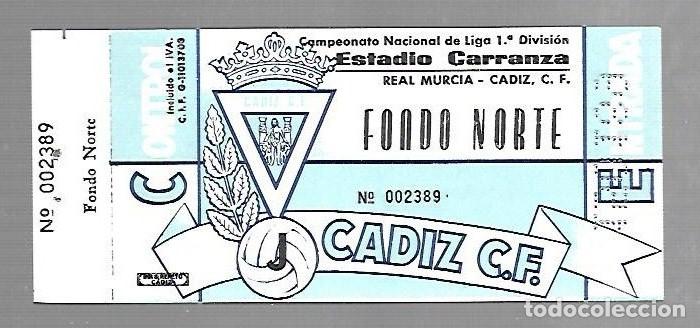 Collectionnisme sportif: ENTRADA DE FUTBOL. RAMON DE CARRANZA. CADIZ C.F - MALAGA. 1&ordm; DIVISION. FONDO NORTE