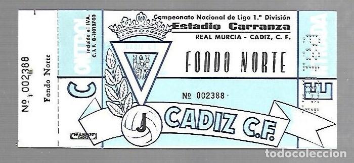 Collectionnisme sportif: ENTRADA DE FUTBOL. RAMON DE CARRANZA. CADIZ C.F - MALAGA. 1&ordm; DIVISION. FONDO NORTE